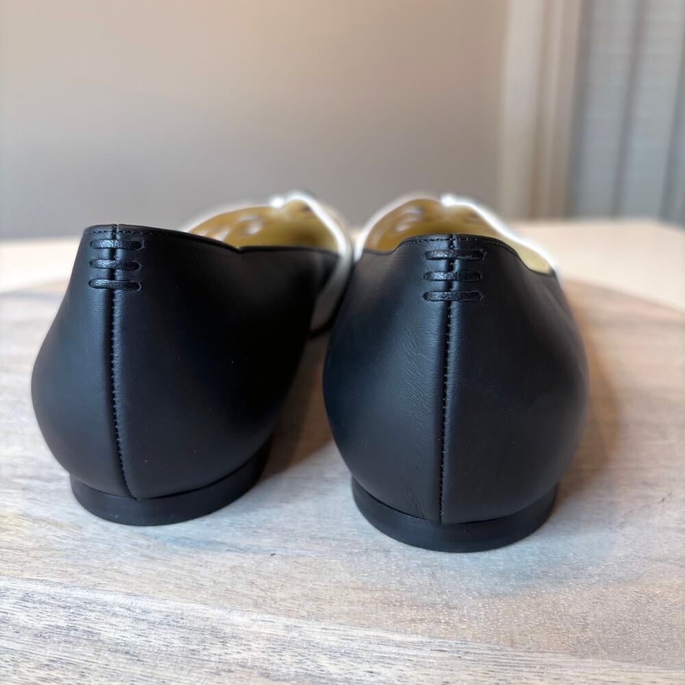 Sarah Flint Kim Black White Pointed Toe Ballet Flats Leather Shoes EU 41 US 11 - Picture 7 of 11